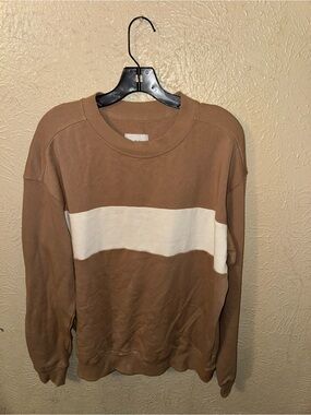 Target Men's Brown Sweatshirt with White Chest Stripe